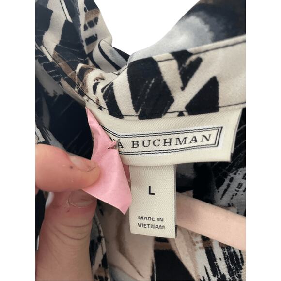 Dana Buchman Tribal Print Front Button Up Novelty Cocktail Dress Coastal Preppy - Picture 3 of 6